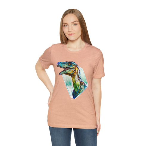 Stained Glass Velociraptor - Short Sleeve Tee